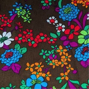 1.25 Yds SPILKE'S SCREEN PRINT FABRIC Neon Bright Floral Vintage 1970's Acrylic